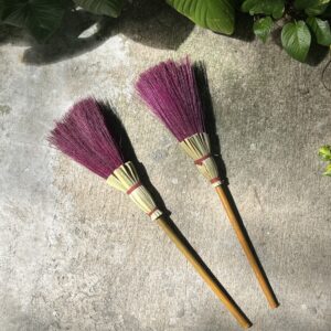 Handmade Broom - Round Purple Soft Bristle (Small)